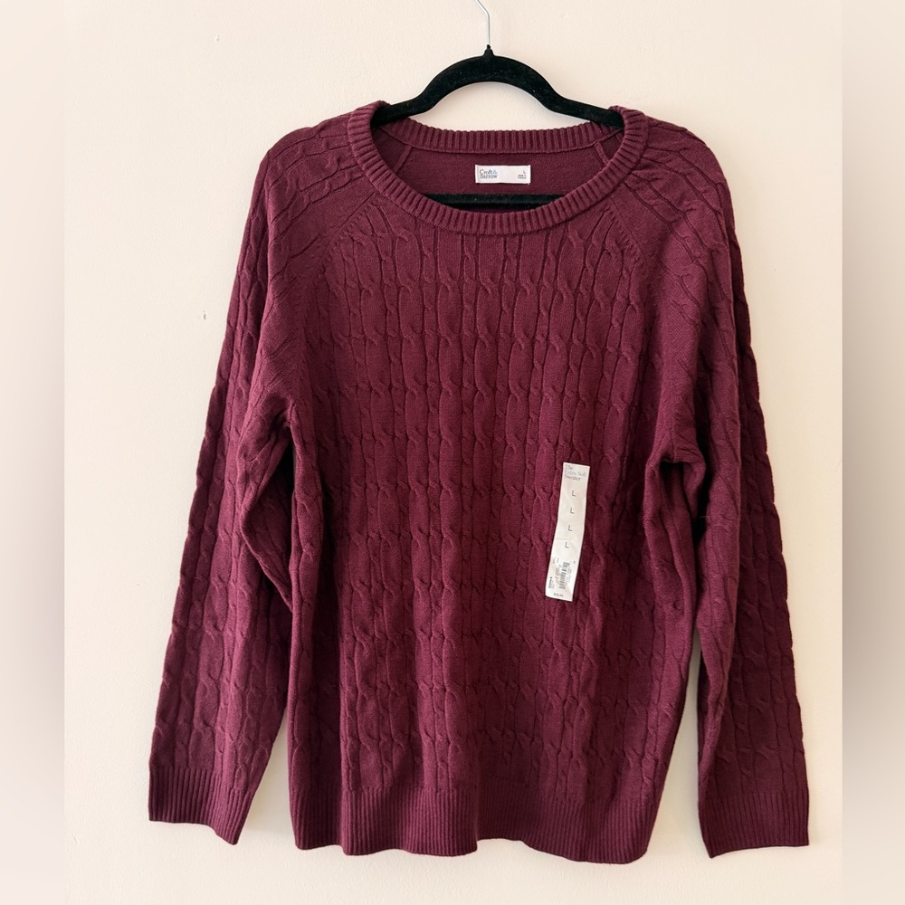 Croft & Barrow Women's Cable Knit Pullover Sweater - Deep Burgundy Large